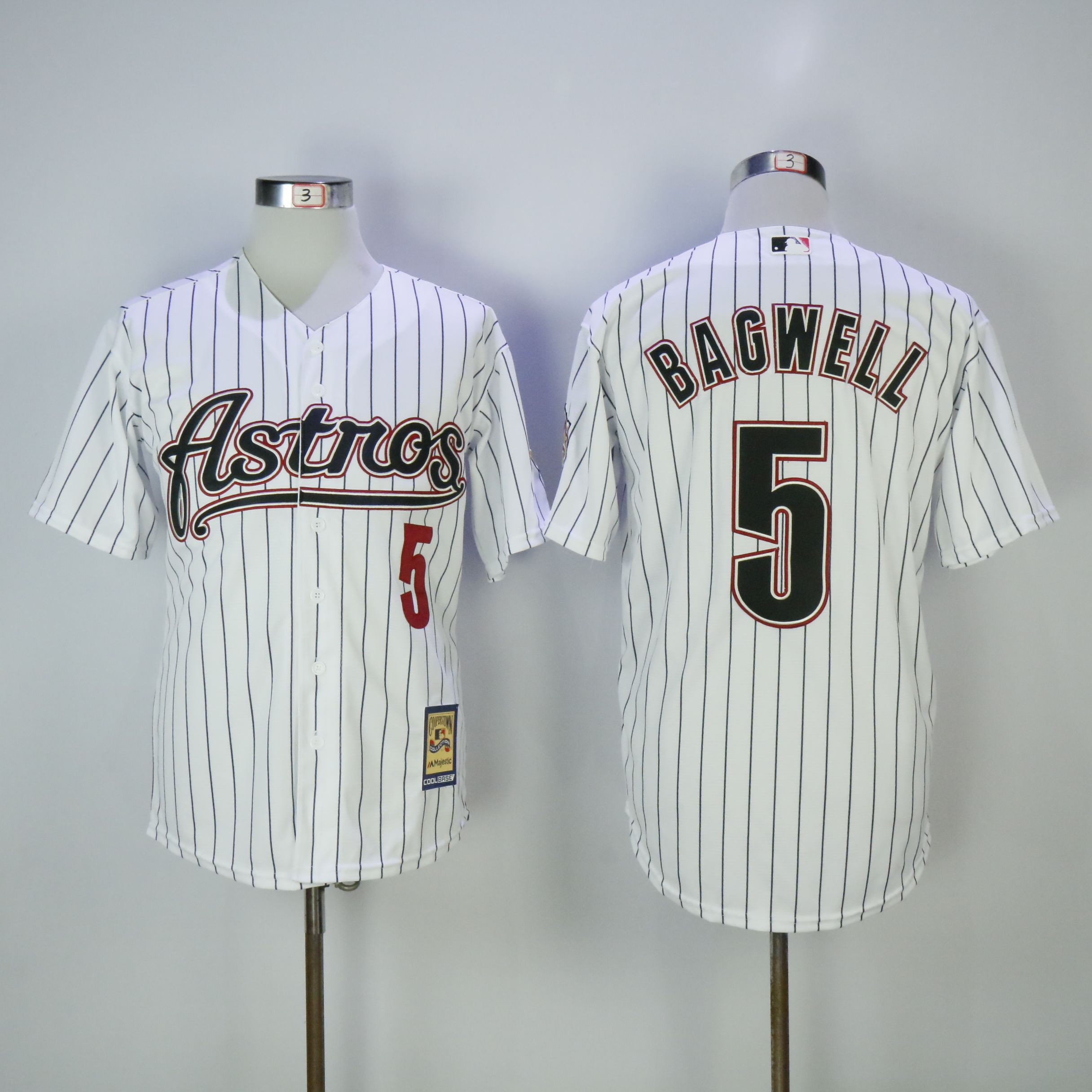 Men Houston Astros #5 Bagwell White Stripe Throwback MLB Jerseys